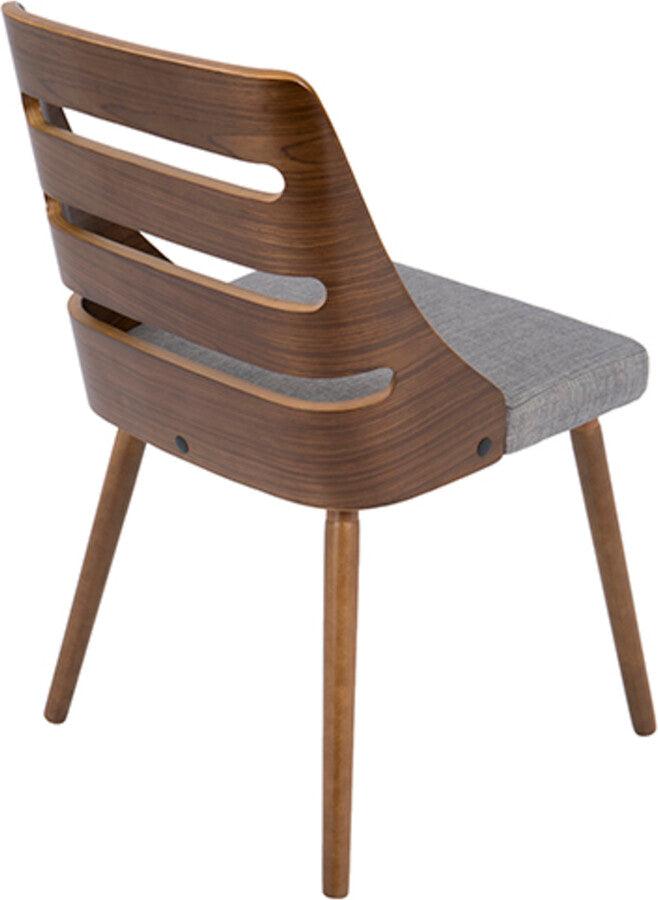 Lumisource Dining Chairs - Trevi Mid-Century Modern Dining/Accent Chair in Walnut with Grey Fabric