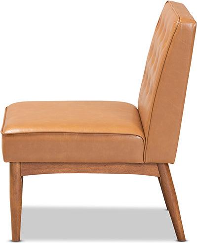 Wholesale Interiors Dining Chairs - Riordan Mid-Century Dining Chair Tan & Walnut Brown