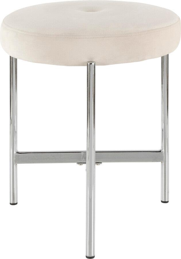 Lumisource Bedroom Vanity - Chloe Contemporary Vanity Stool in Chrome and White Velvet