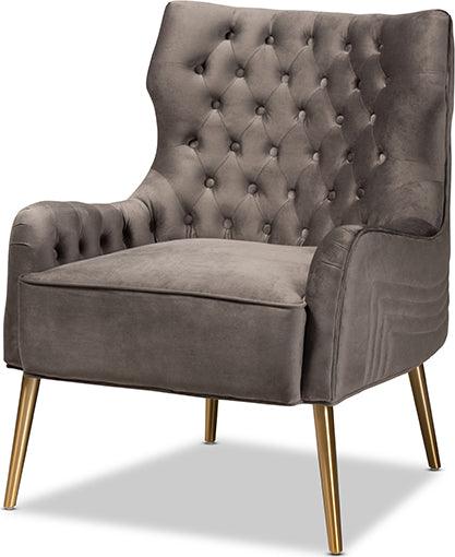 Wholesale Interiors Accent Chairs - Nelson 29.5" Accent Chair Gray & Gold