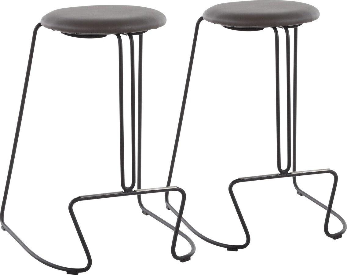 Lumisource Barstools - Finn Contemporary Counter Stool in Black Steel and Grey Faux Leather - Set of 2