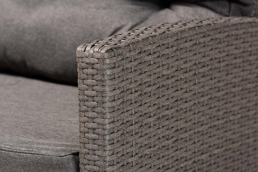 Wholesale Interiors Outdoor Conversation Sets - Darian Contemporary Grey Fabric and Grey Synthetic Rattan 4-Piece Patio Set