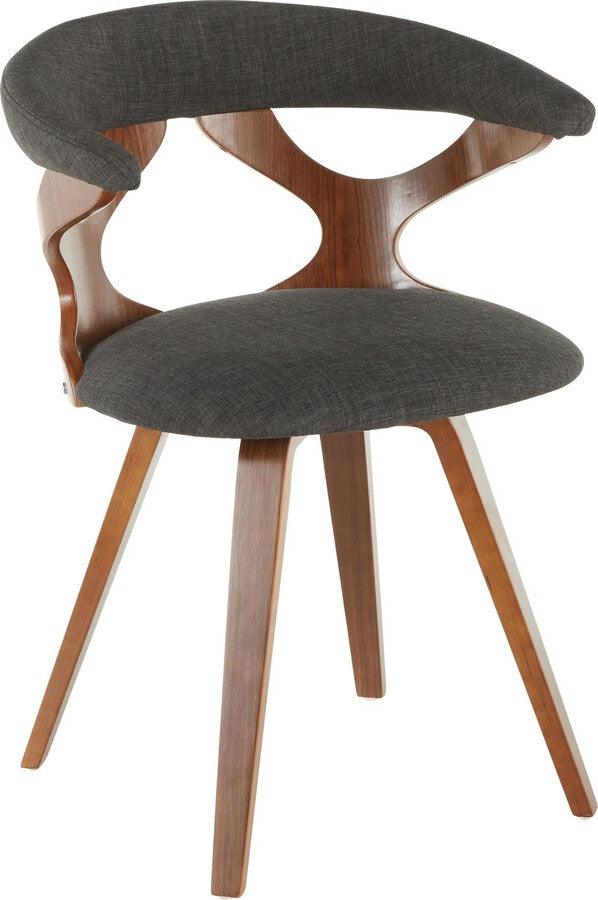 Lumisource Accent Chairs - Gardenia Mid-Century Modern Dining/Accent Chair with Swivel in Walnut and Charcoal Fabric
