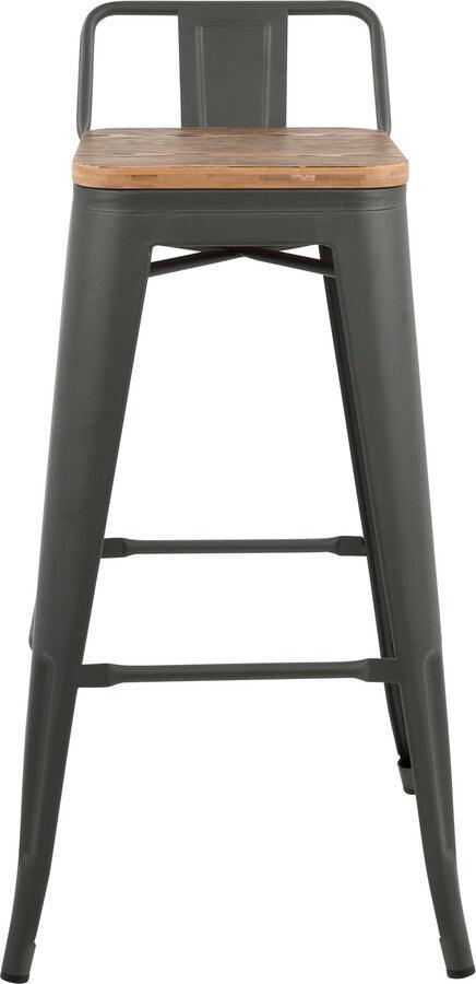 Lumisource Barstools - Oregon Industrial Low Back Barstool in Grey and Brown - Set of 2