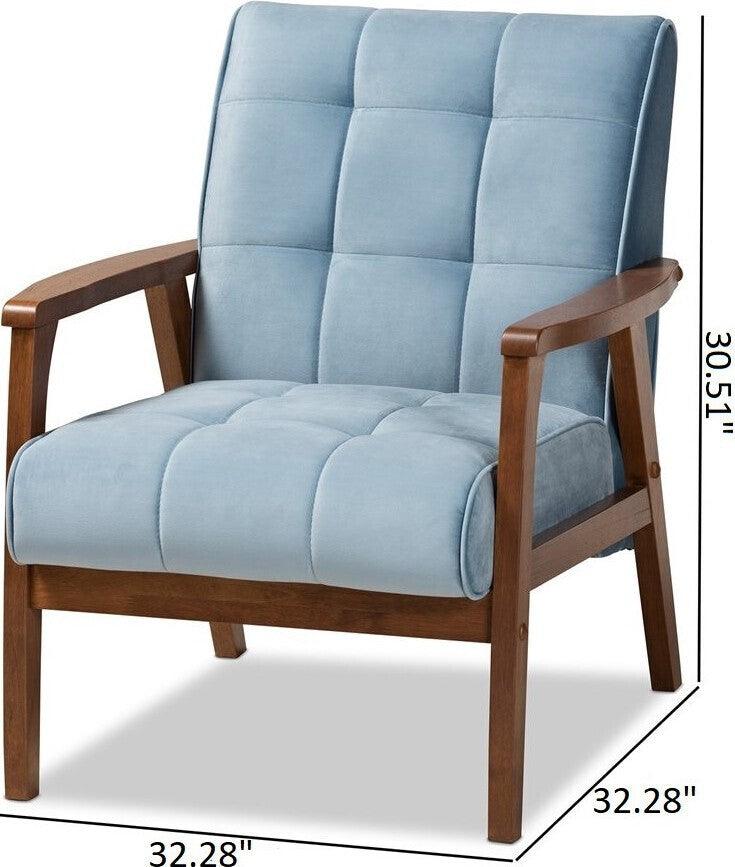 Wholesale Interiors Accent Chairs - Asta Armchair Light Blue & Walnut
