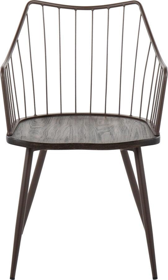 Lumisource Dining Chairs - Winston Farmhouse Style Accent & Dining Chair In Brown Metal & Dark Walnut Wood