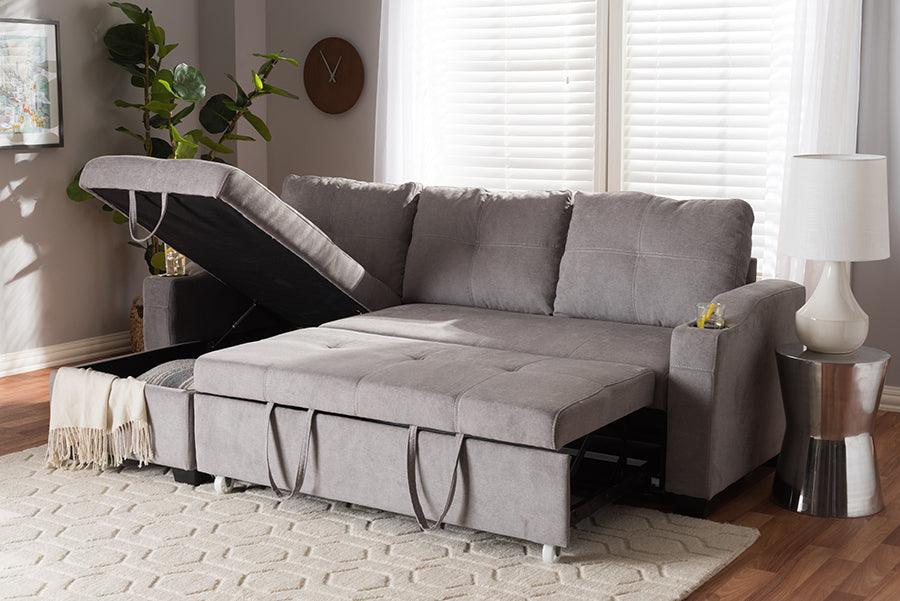 Wholesale Interiors Sectional Sofas - Lianna Modern And Contemporary Light Grey Fabric Upholstered Sectional Sofa