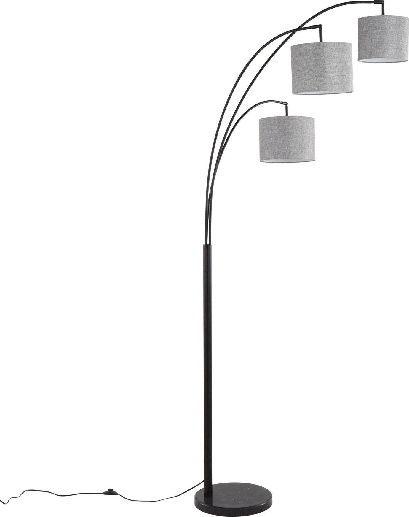 Lumisource Floor Lamps - Willow Floor Lamp Black Steel & Black Marble & Gray