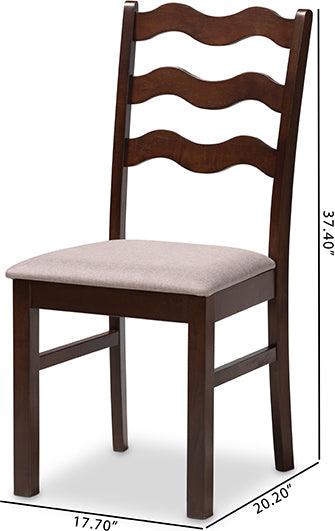 Wholesale Interiors Dining Chairs - Amara Mid-Century Modern Warm Grey Fabric and Dark Brown Finished Wood 2-Piece Dining Chair Set