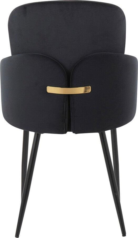 Lumisource Dining Chairs - Dahlia Contemporary Dining Chair In Black Metal & Black Velvet With Gold Accent (Set of 2)