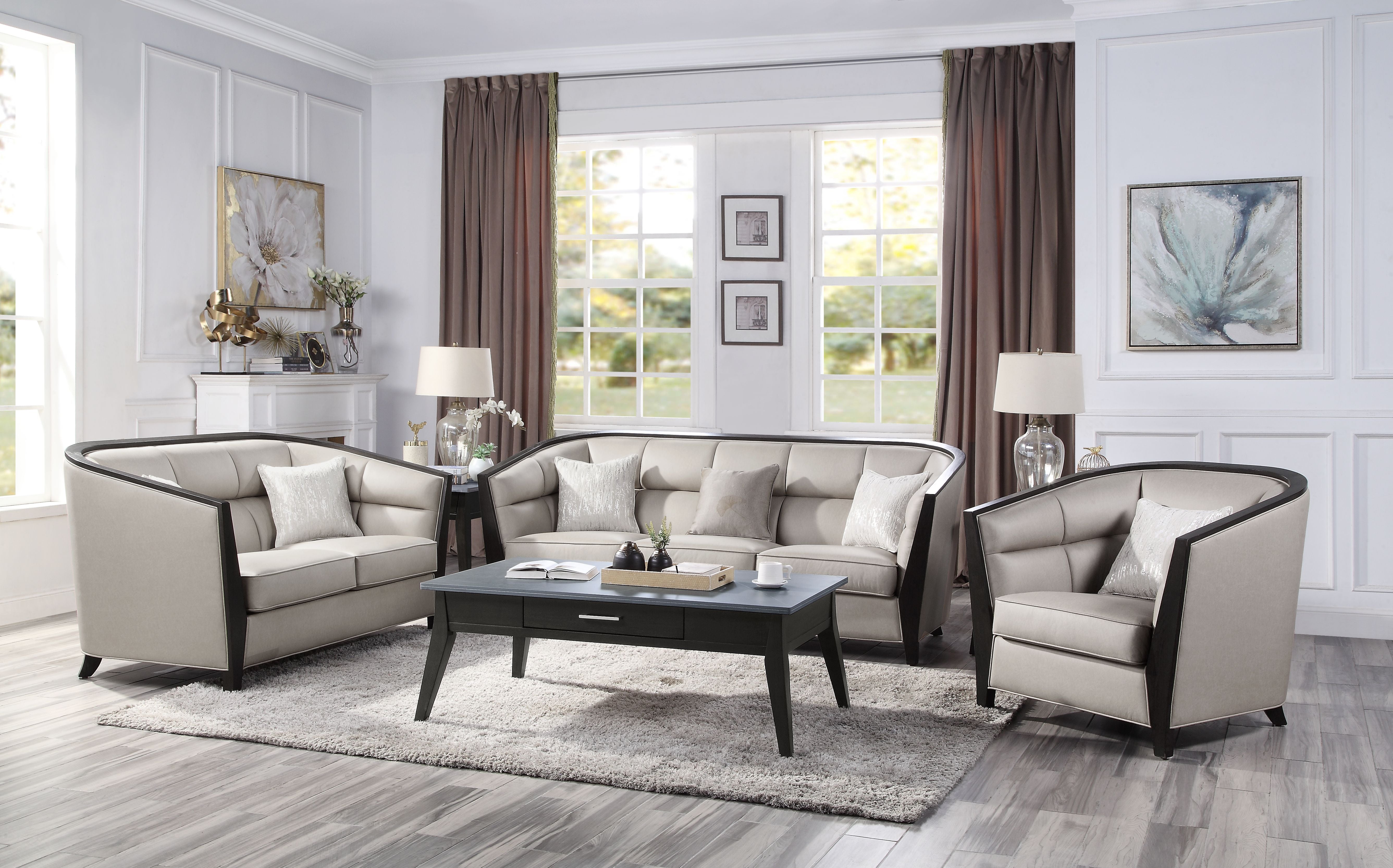ACME Furniture Sofas & Couches - ACME Zemocryss Sofa w/3 pillows, Beige Fabric