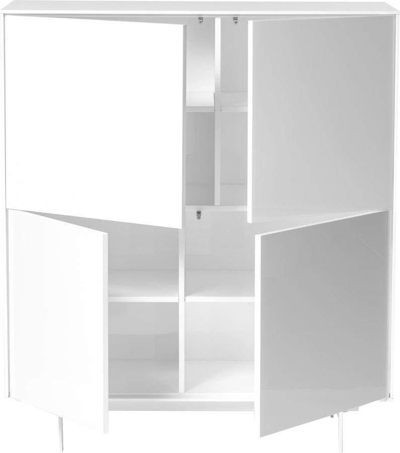 Euro Style Buffets & Cabinets - Birmingham 43" Cabinet Stand in High Gloss White Lacquer with White Steel Base