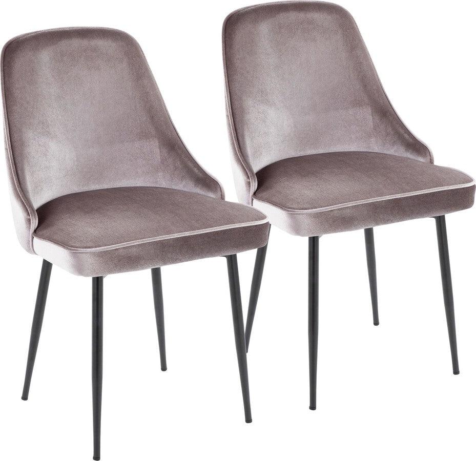 Lumisource Dining Chairs - Marcel Contemporary Dining Chair With Black Frame & Silver Velvet Fabric (Set of 2)