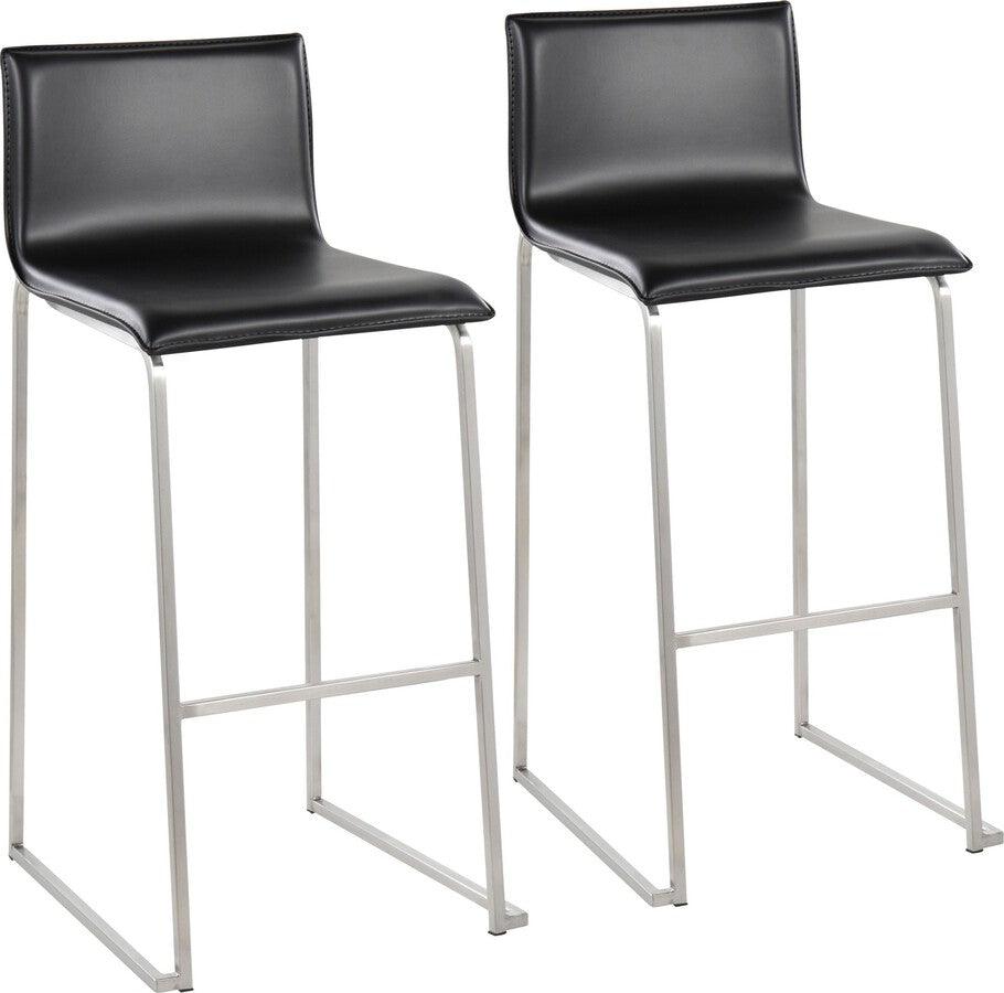 Lumisource Barstools - Mara Barstool In Stainless Steel & Black Faux Leather (Set of 2)