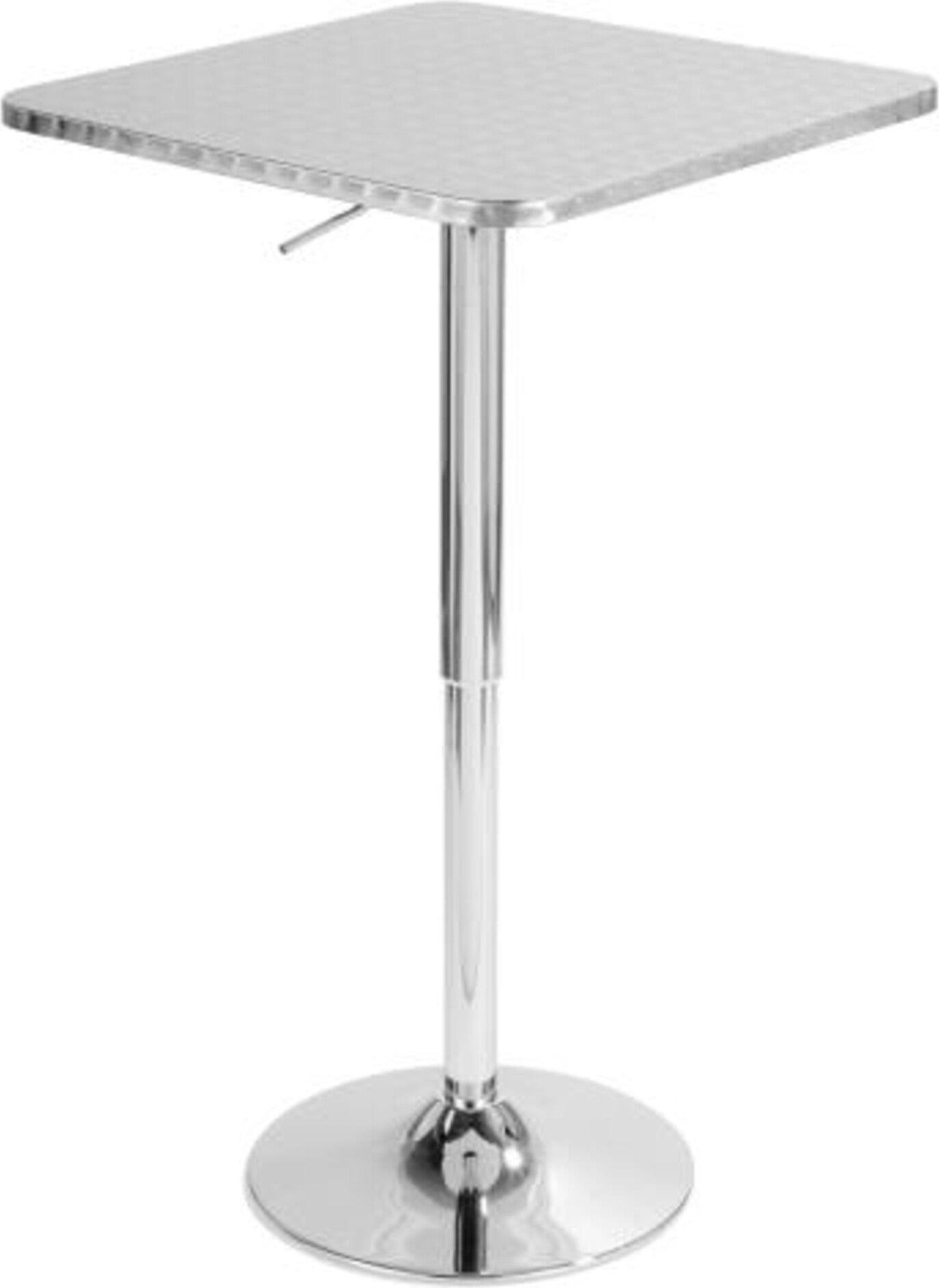 Lumisource Bar Tables - Bistro Contemporary Adjustable Square Bar Table in Silver