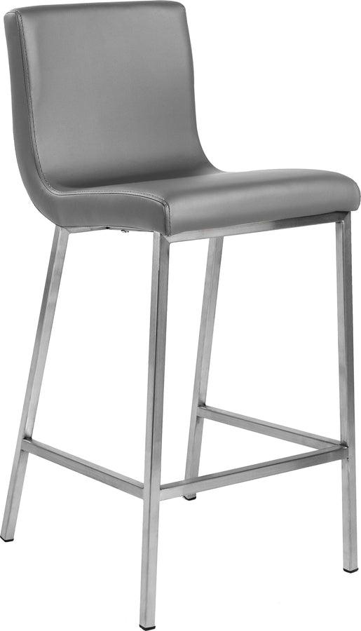 Euro Style Barstools - Scott Counter Stool in Gray and Brushed Stainless Steel - Set of 2