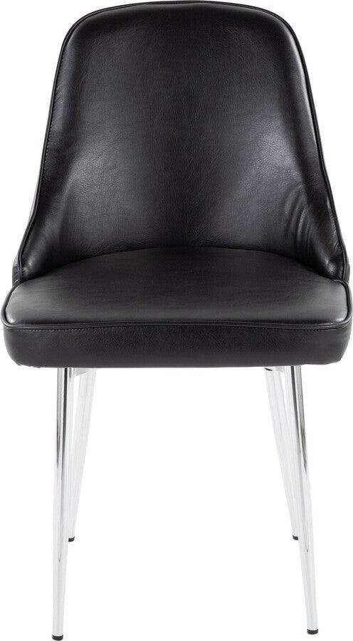 Lumisource Dining Chairs - Marcel Contemporary Dining Chair With Chrome Frame & Black Faux Leather (Set of 2)