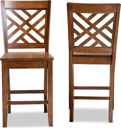 Wholesale Interiors Barstools - Caron Walnut Brown Finished Wood 2-Piece Counter Stool Set