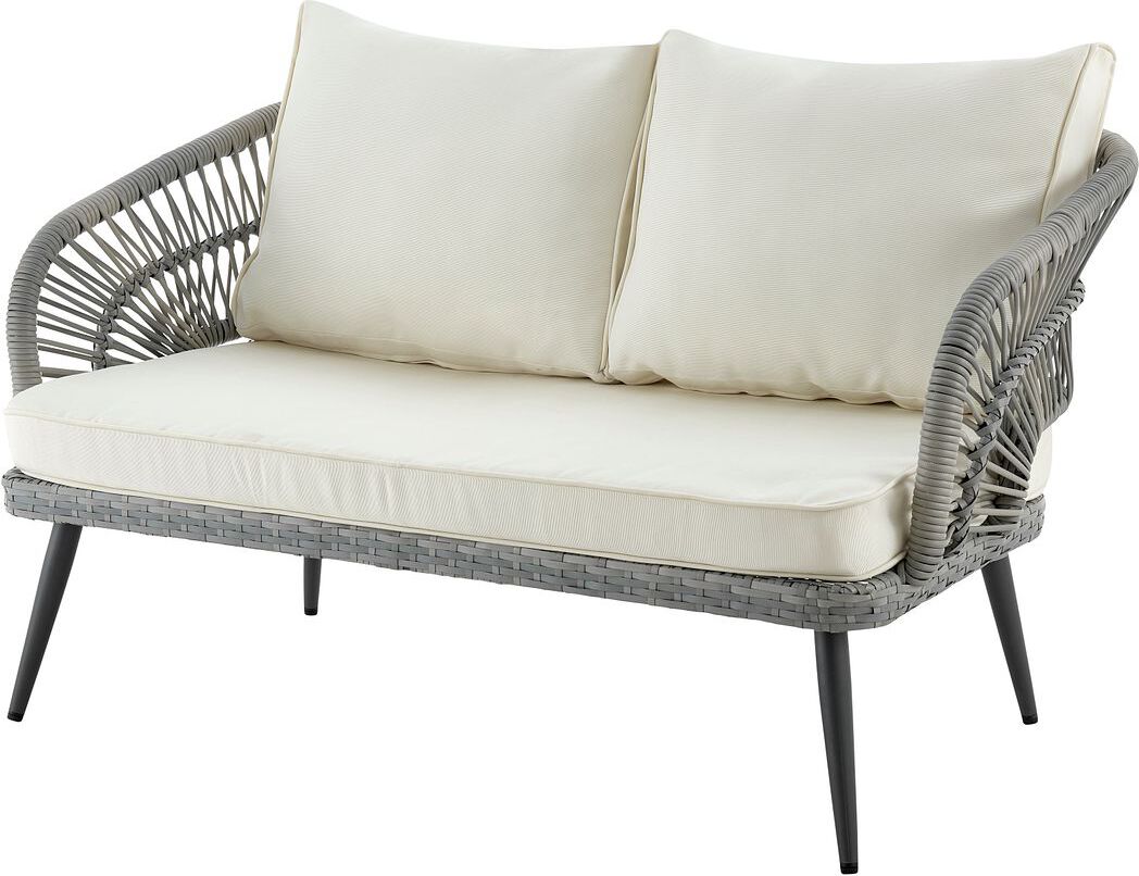 Manhattan Comfort Outdoor Conversation Sets - Riviera Patio 4- Person Conversation Set with Coffee Table with Grey Cushions
