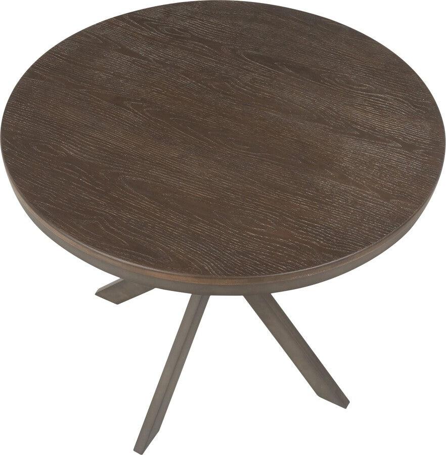 Lumisource Dining Tables - X Pedestal Industrial Dinette Table with Antique Metal and Espresso Bamboo