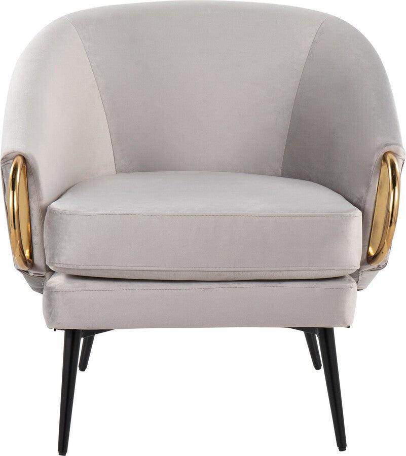 Lumisource Accent Chairs - Claire Contemporary/Glam Black Steel & Silver Velvet With Gold Steel Accents