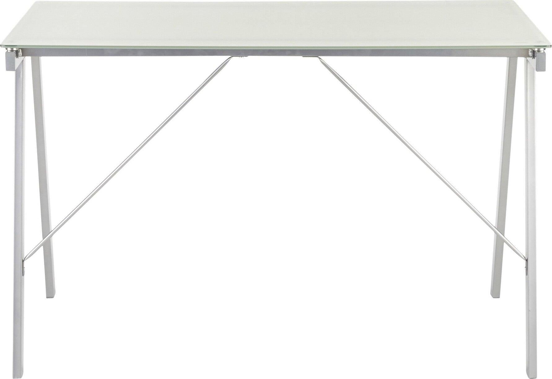 Lumisource Desks - Printed Office Desk White & Silver