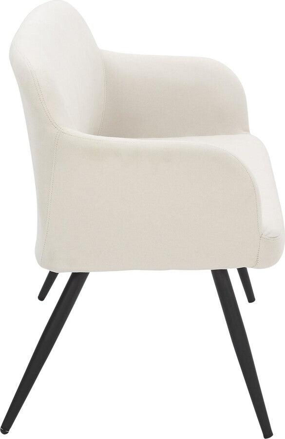 Lumisource Benches - Daniella Contemporary High Back Bench In Black Metal & Cream Fabric.