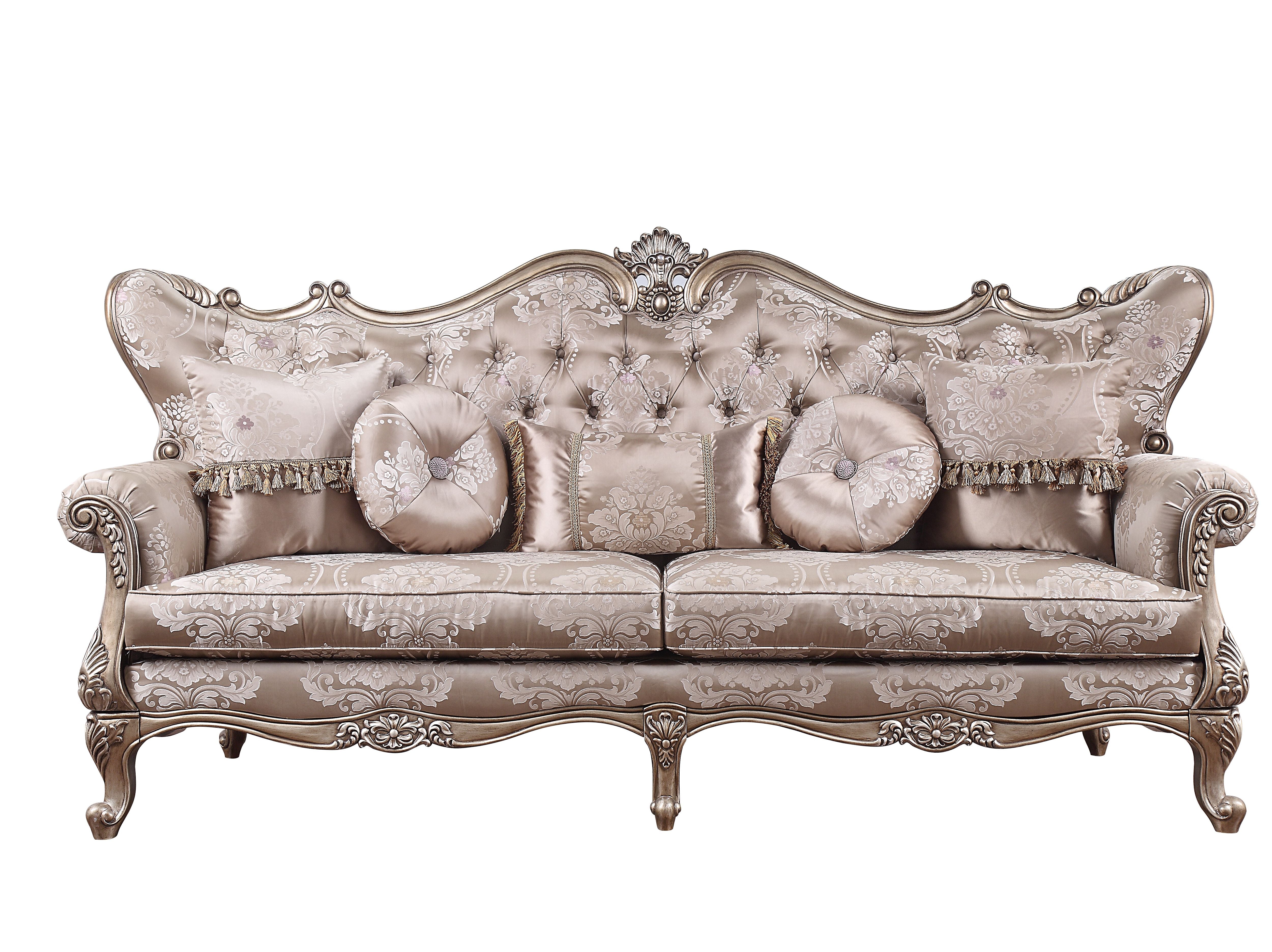 ACME Furniture Sofas & Couches - ACME Jayceon Sofa w/5 Pillows, Fabric & Champagne