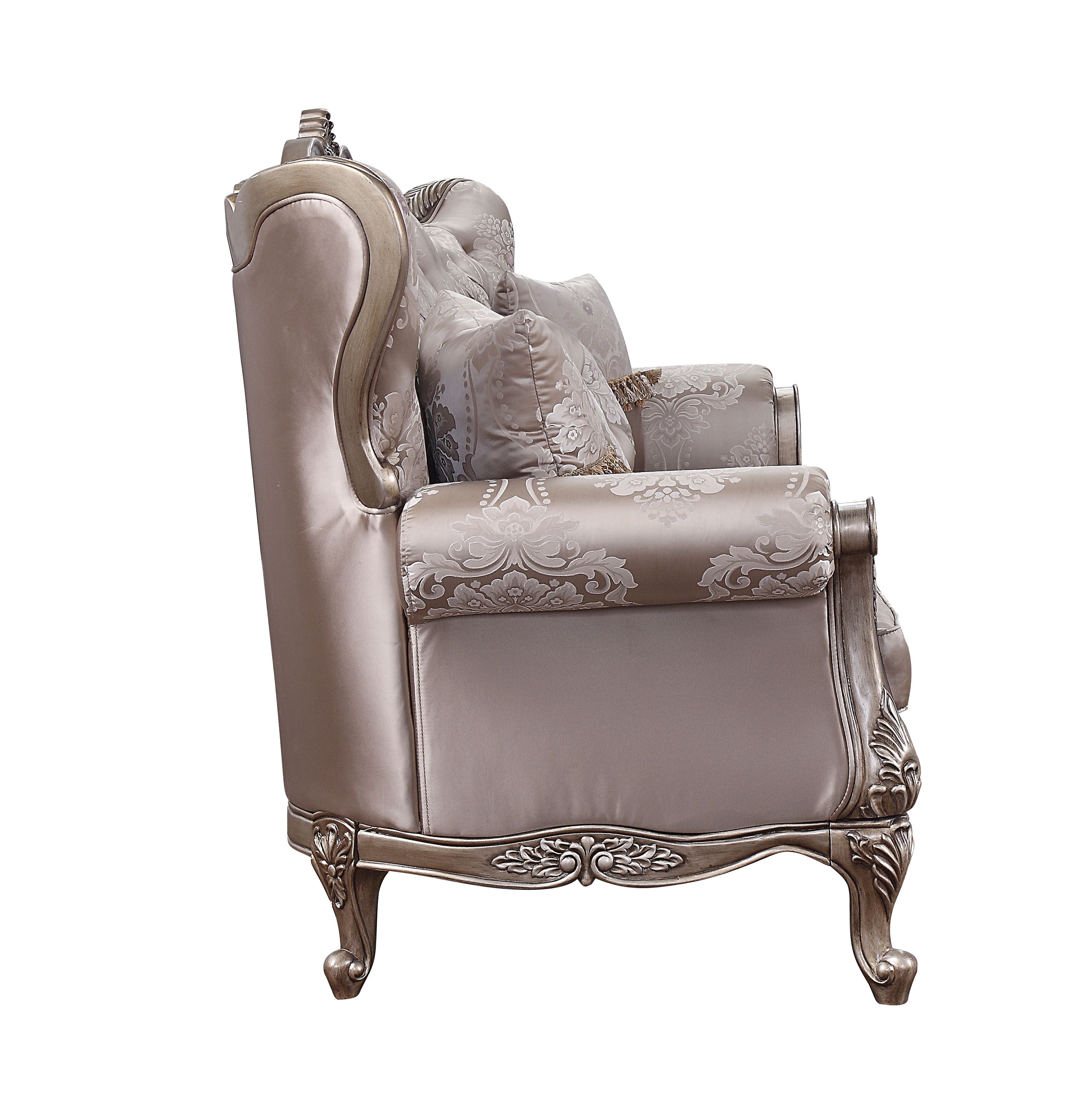 ACME Furniture Sofas & Couches - ACME Jayceon Sofa w/5 Pillows, Fabric & Champagne