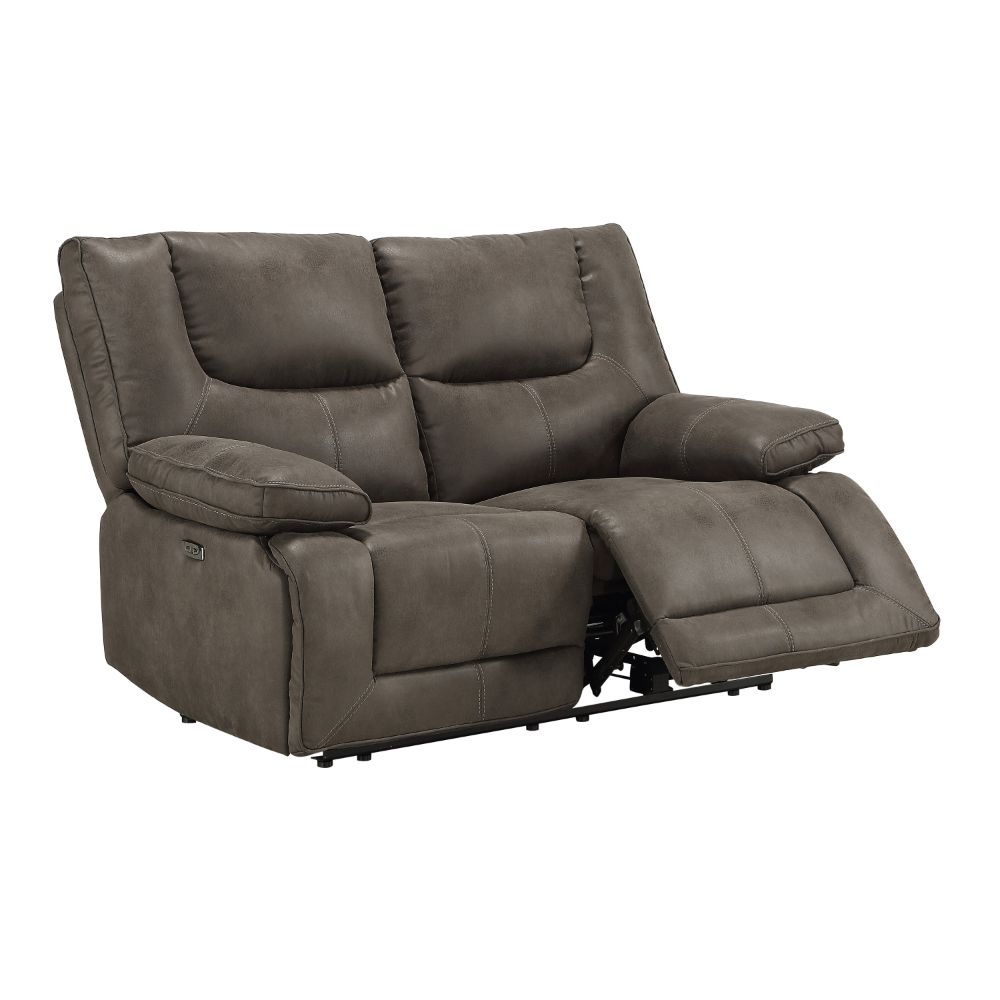 Loveseat (Power Motion), Gray Leather-Aire 54896