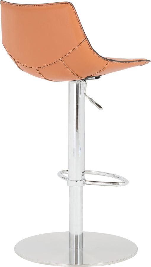 Euro Style Barstools - Rudy Adjustable Swivel Bar/Counter Stool in Cognac with Brushed Stainless Steel Base