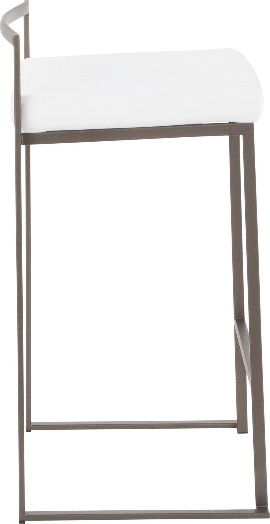 Lumisource Barstools - Fuji Stacker Counter Stool (Set of 2) Antique & White Velvet
