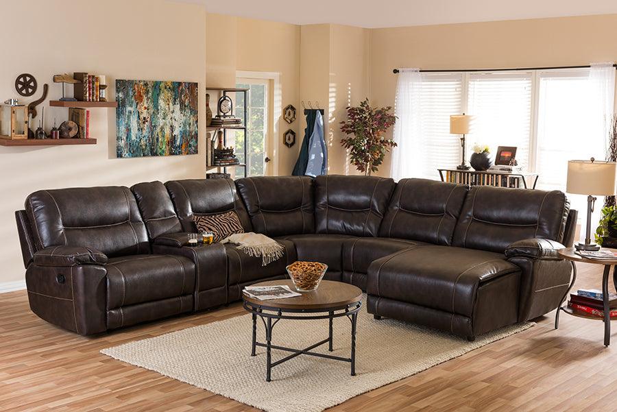 Wholesale Interiors Sectional Sofas - Mistral Dark Brown 6-Piece Sectional with Recliners Corner Lounge Suite