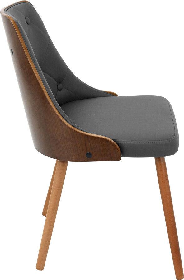 Lumisource Dining Chairs - Gianna Mid-Century Modern Dining/Accent Chair in Walnut with Grey Faux Leather