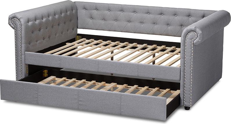 Wholesale Interiors Daybeds - Mabelle Modern and Contemporary Gray Fabric Upholstered Full Size Daybed with Trundle