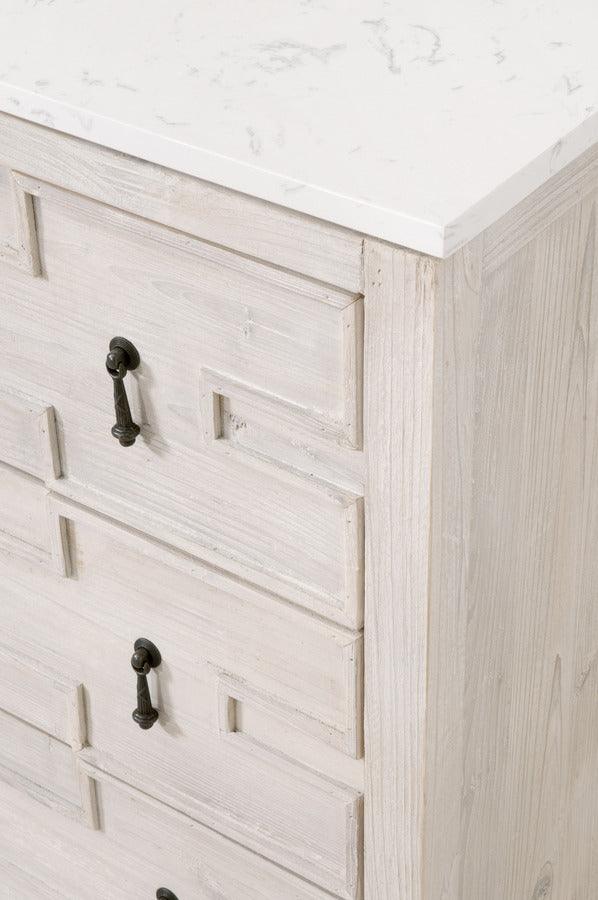 Essentials For Living Buffets & Cabinets - Emerie Entry Cabinet White Wash Pine, White Quartz
