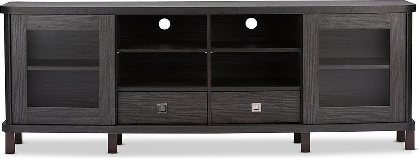 Wholesale Interiors TV & Media Units - Walda 70-Inch Greyish Dark Brown Wood TV Cabinet with 2 Sliding Doors and 2 Drawers
