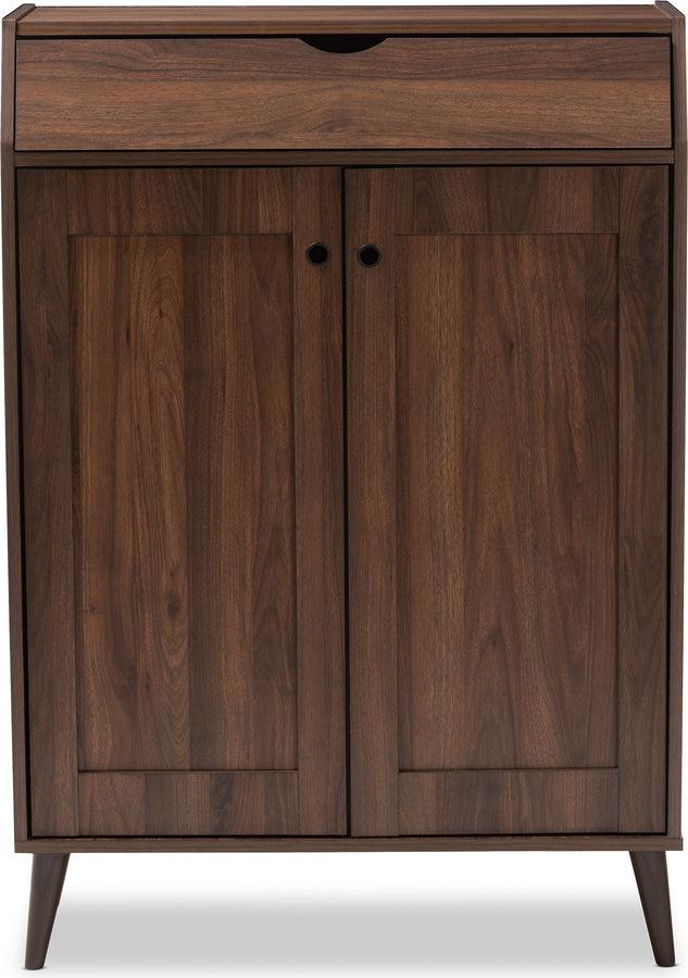 Wholesale Interiors Shoe Storage - Cormier Walnut Brown finished 2-Door Wood Entryway Shoe Storage Cabinet