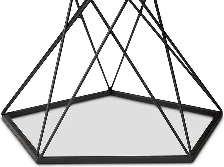 Wholesale Interiors Side & End Tables - Oberon Modern and Contemporary Black Metal End Table with Faux Marble Tabletop