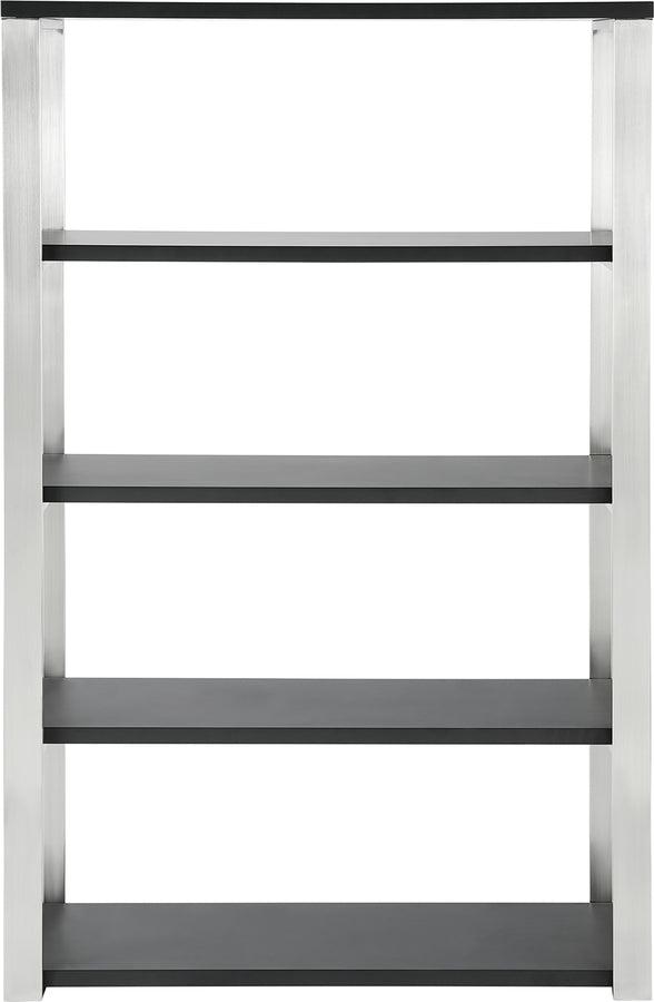 Euro Style Shelves - Dillon 40-Inch Shelf/Shelving Unit with Matte Anthracite Shelves and Brushed Stainless Steel Frame