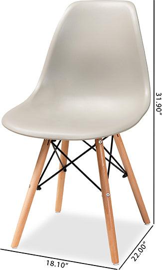 Wholesale Interiors Dining Chairs - Jaspen Beige Finished Polypropylene Plastic and Oak Brown Finished Wood 4-Piece Dining Chair Set