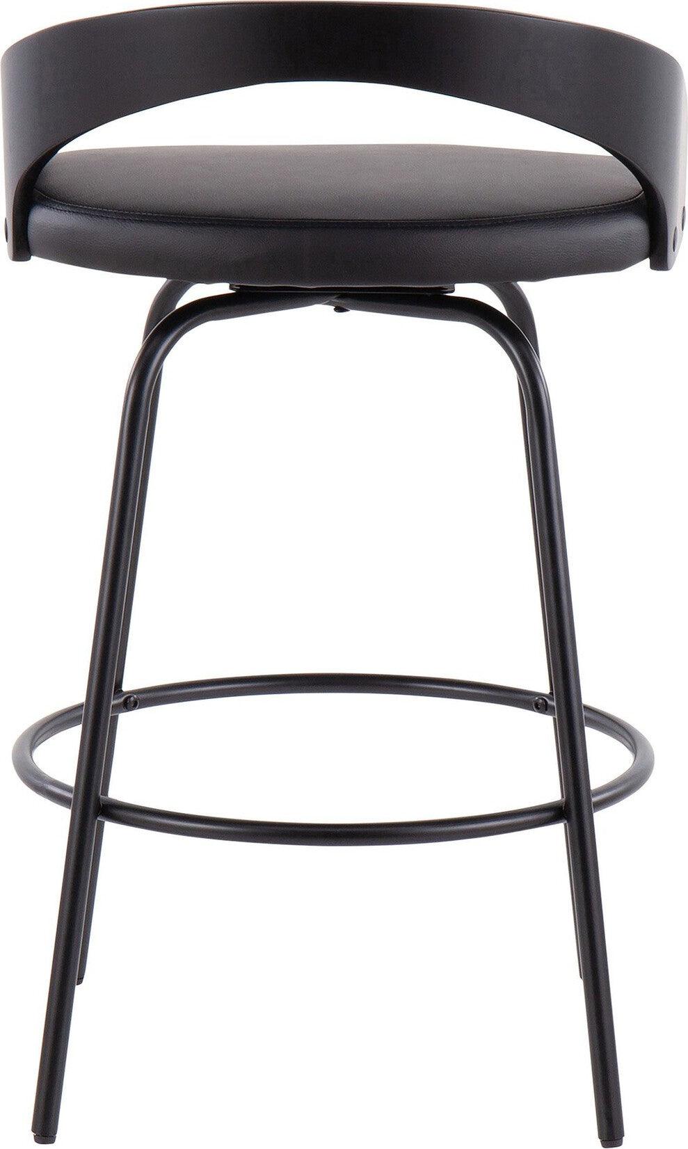 Lumisource Barstools - Grotto Claire Swivel Fixed Height Counter Stool (Set of 2) Black