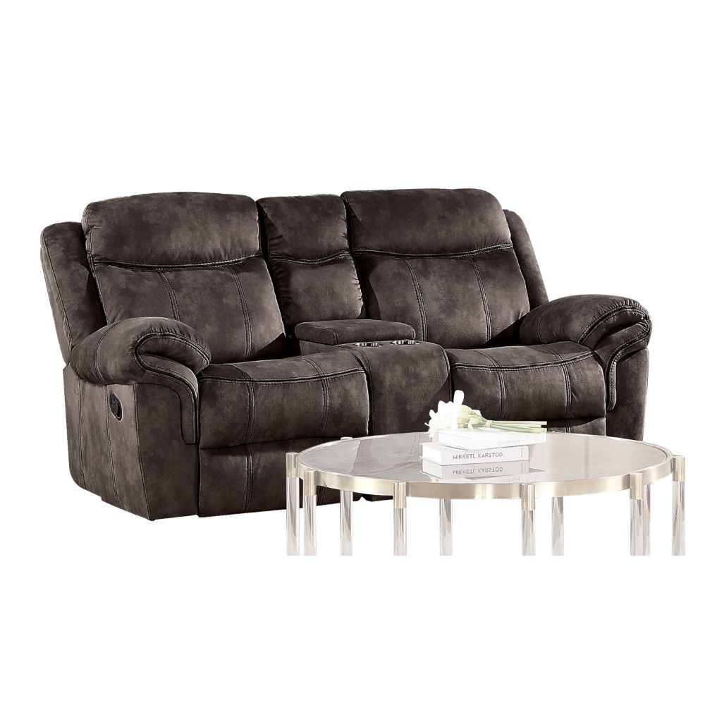 ACME Furniture Sofas & Couches - Loveseat w/USB Dock & Console (Glider & Motion), 2-Tone Chocolate Velvet 55021