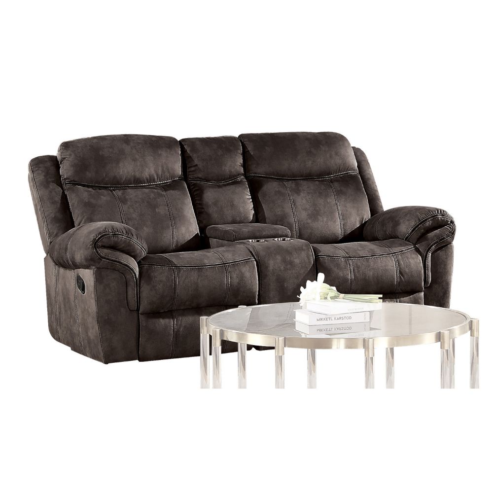 Loveseat w/USB Dock & Console (Glider & Motion), 2-Tone Chocolate Velvet 55021