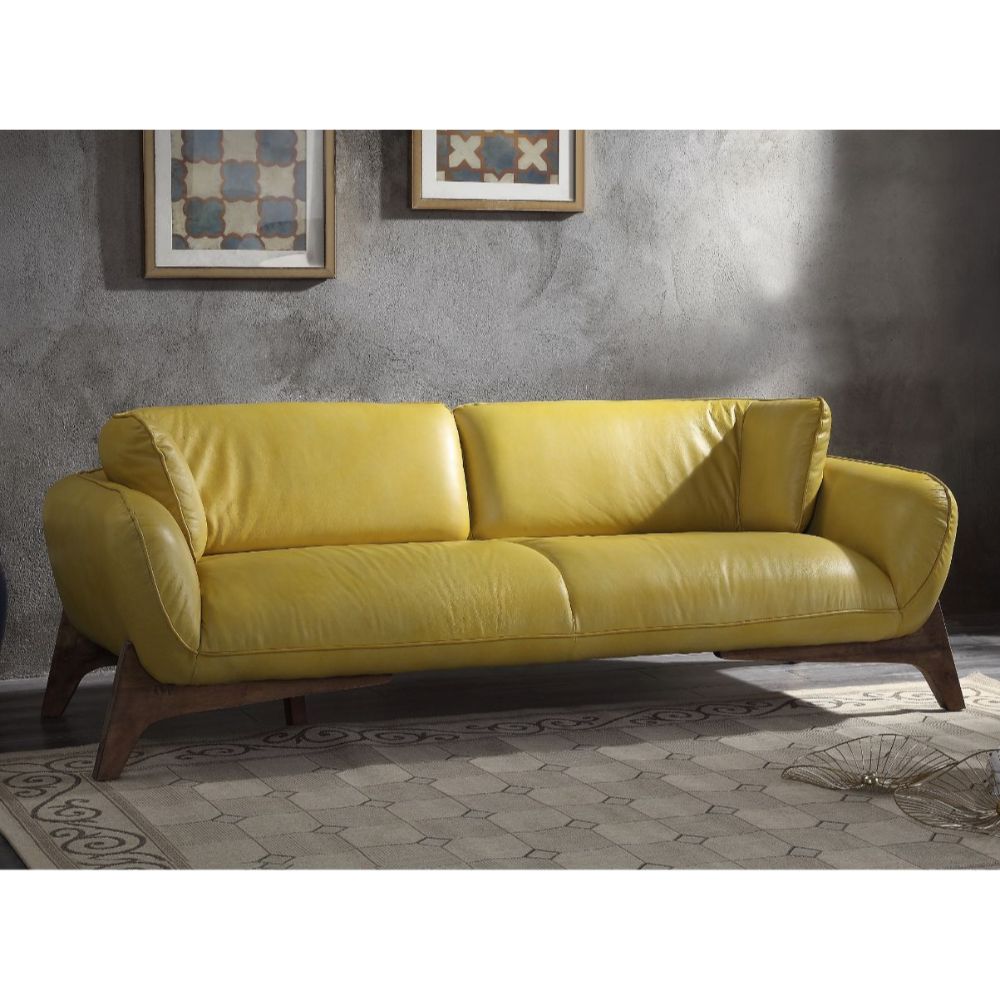 Pesach Sofa, Mustard Leather