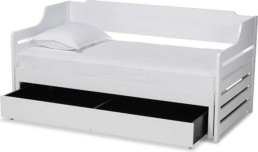 Wholesale Interiors Daybeds - Jameson White Finished Expandable Twin Size to King Size Daybed with Storage Drawer