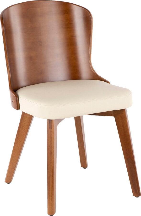 Lumisource Dining Chairs - Bocello Mid-Century Chair in Walnut & Cream Faux Leather