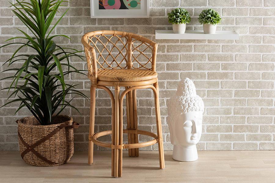 Wholesale Interiors Barstools - Orchard Modern Bohemian Natural Brown Rattan Counter Stool