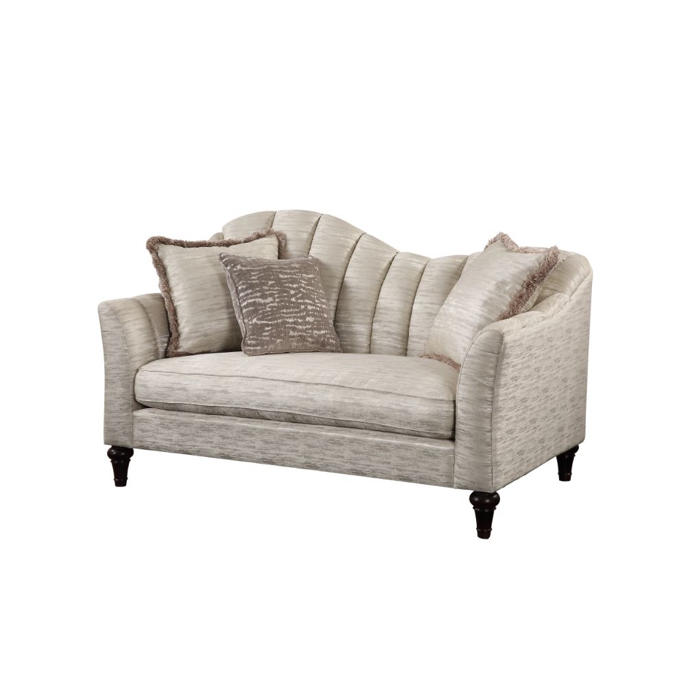 ACME Furniture Sofas & Couches - ACME Athalia Loveseat w/3 Pillows, Shimmering Pearl
