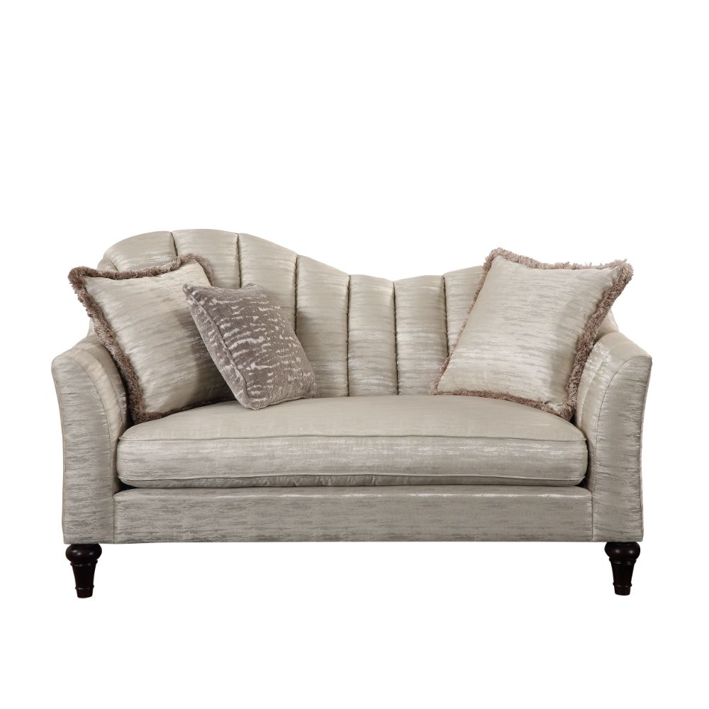 ACME Furniture Sofas & Couches - ACME Athalia Loveseat w/3 Pillows, Shimmering Pearl
